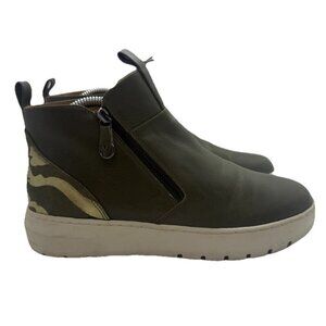 Vionic Brinkely Women's Sz 8 Olive Green Camo Leather Hi Top Sneaker Ankle Boot